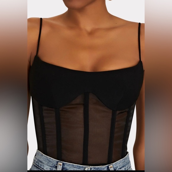 ROZIE CORSETS Tulle-Trimmed Crepe Corset Top - Picture 2 of 3